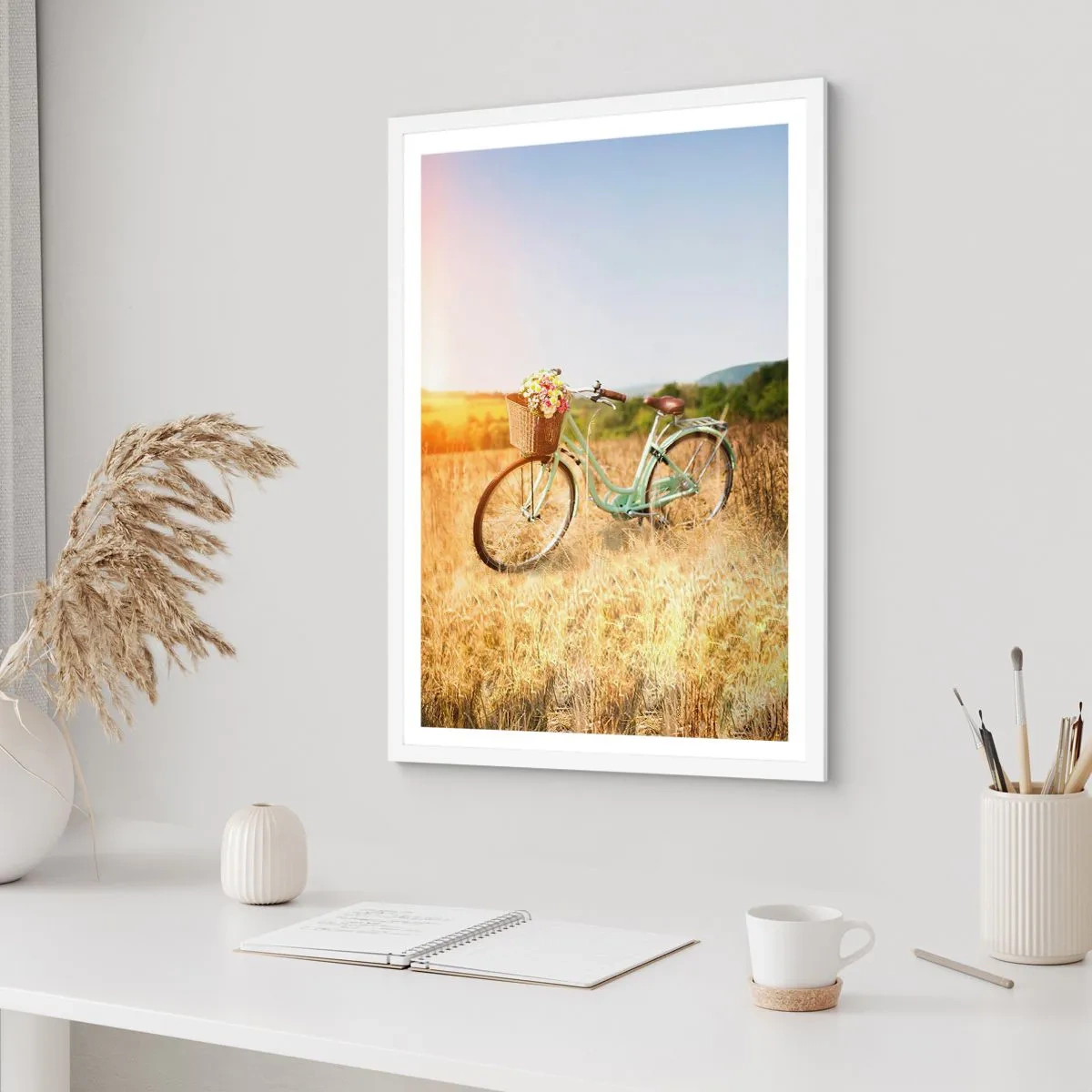 Poster in een witte lijst - Ik blijf hier nog even - 70x100 cm