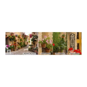 Fotobehang Monster Premium Canvas - In de vloed van bloemen - Stad, Italië, Mooie straten - 100x30 cm