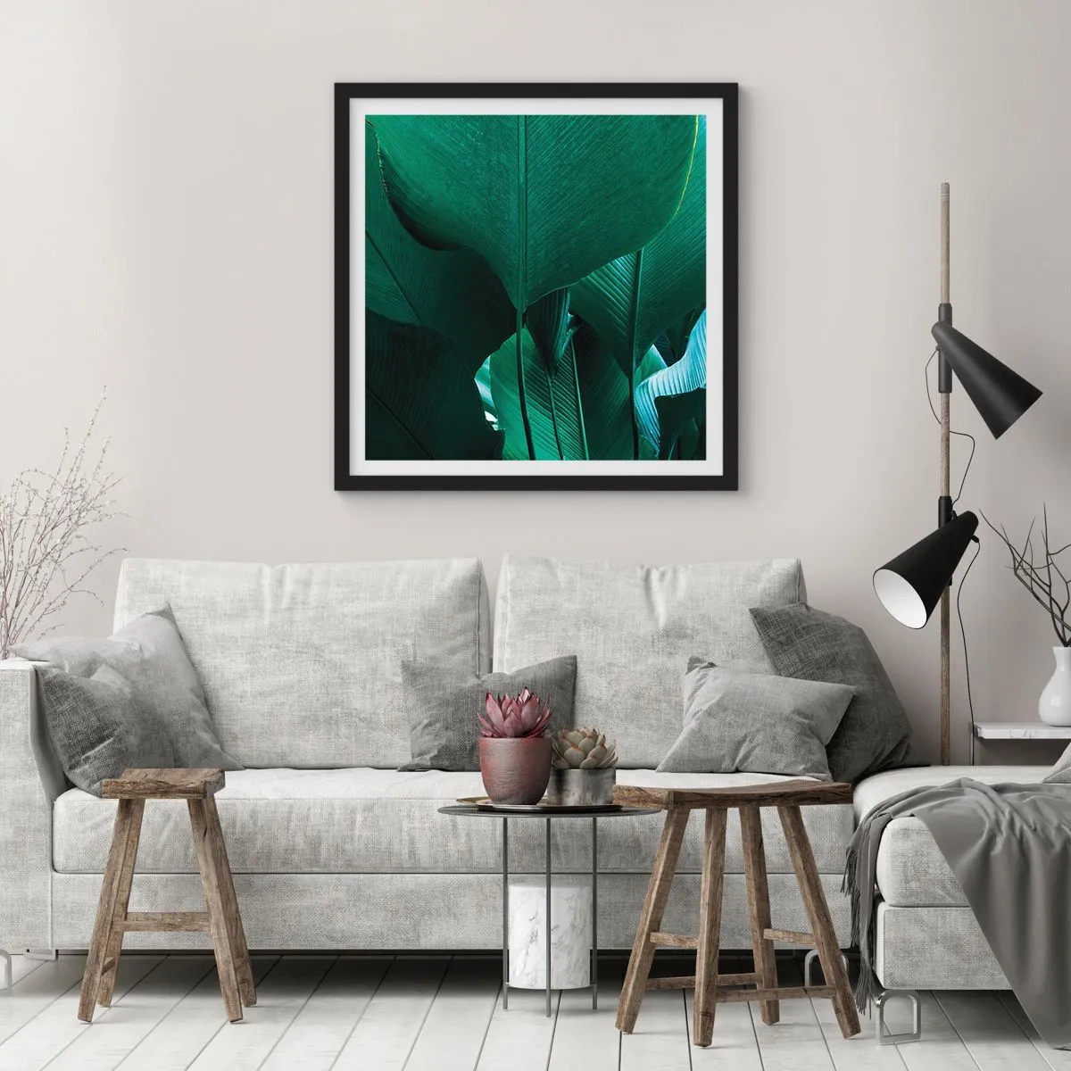 Poster in een zwarte lijst - Naar het licht gekeerd - 50x50 cm