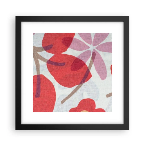 Poster in een zwarte lijst - Bloemstuk in roze - 30x30 cm