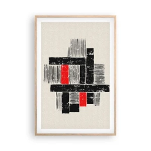 Een poster in een licht eiken lijst - Rood en zwart - 61x91 cm
