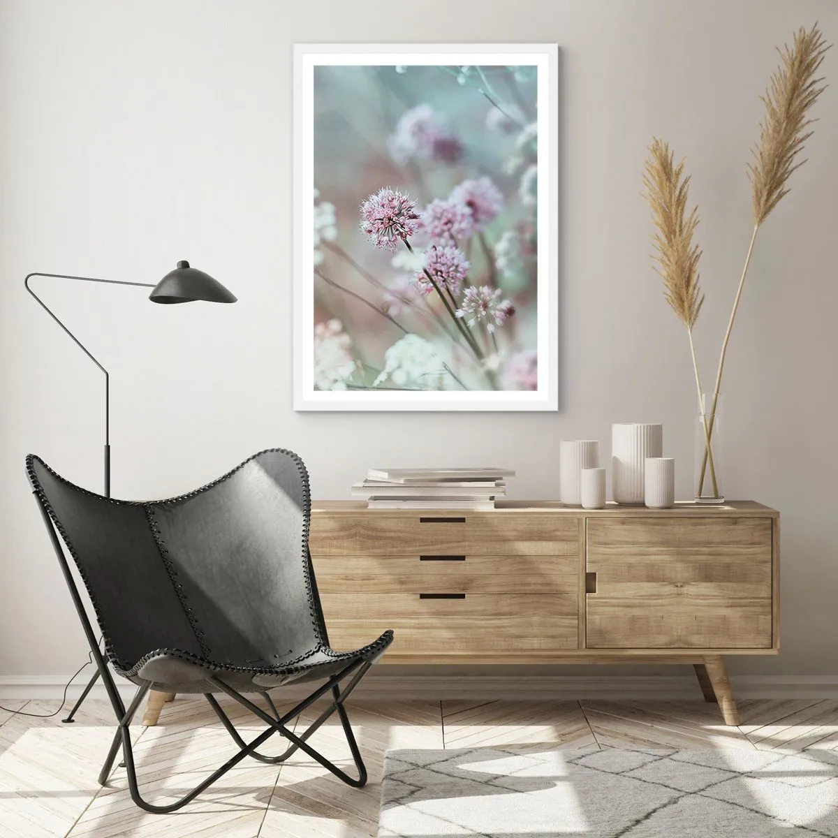 Poster in een witte lijst - Zoete filigrane kruiden - 70x100 cm