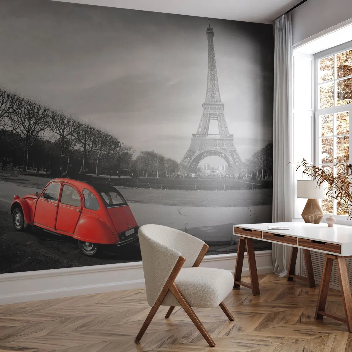 Zelfklevend Fotobehang Deluxe Sticker - Meer Parijs dan Parijs zelf - Stad, Eiffeltoren, Parijs - 250x175 cm