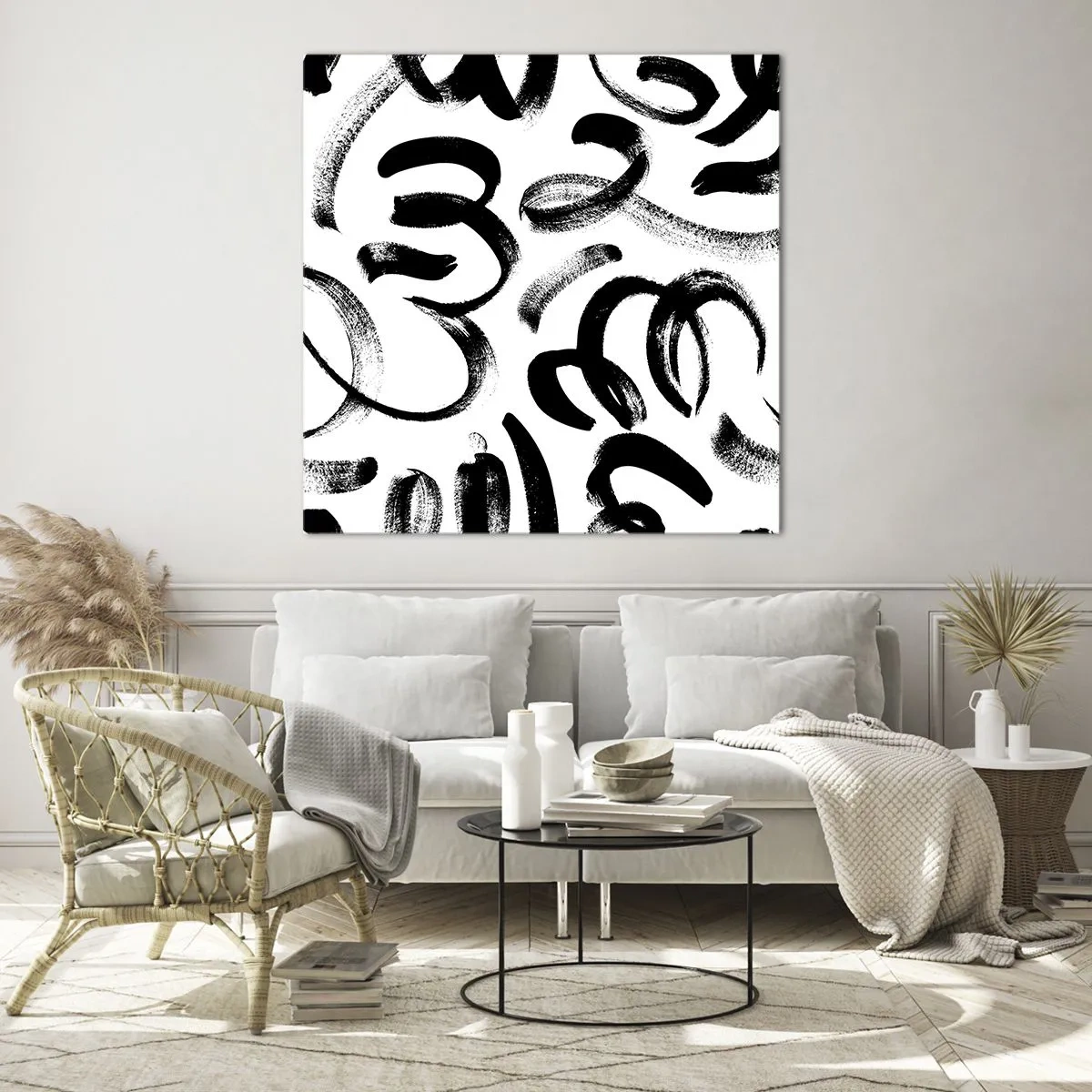 Schilderen op glas - Zwart op wit - 40x40 cm