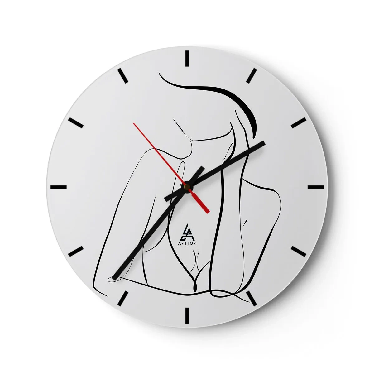 Wandklok - Klok - Minimalistische omtrek van een vrouwelijk silhouet - 30x30cm - Op de golf van dromen - Moderne wanddecoratie voor woonkamer, keuken en slaapkamer ARTTOR