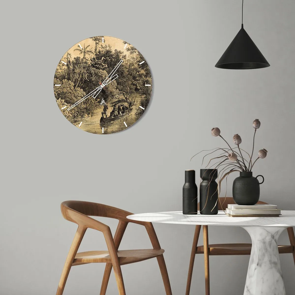 Wandklok - Klok - Expeditie naar de bron - 40x40 cm