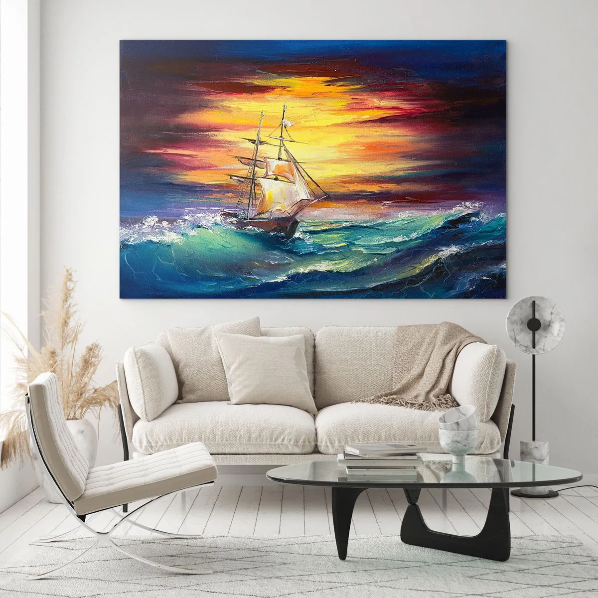 Schilderen op glas - Dapper onder de golven - 120x80 cm