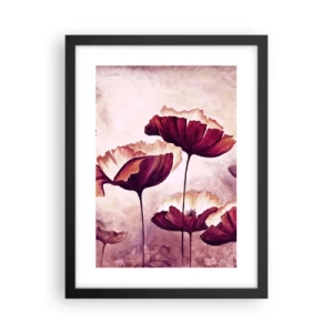 Poster in een zwarte lijst - Rood en wit bloemblad - 30x40 cm