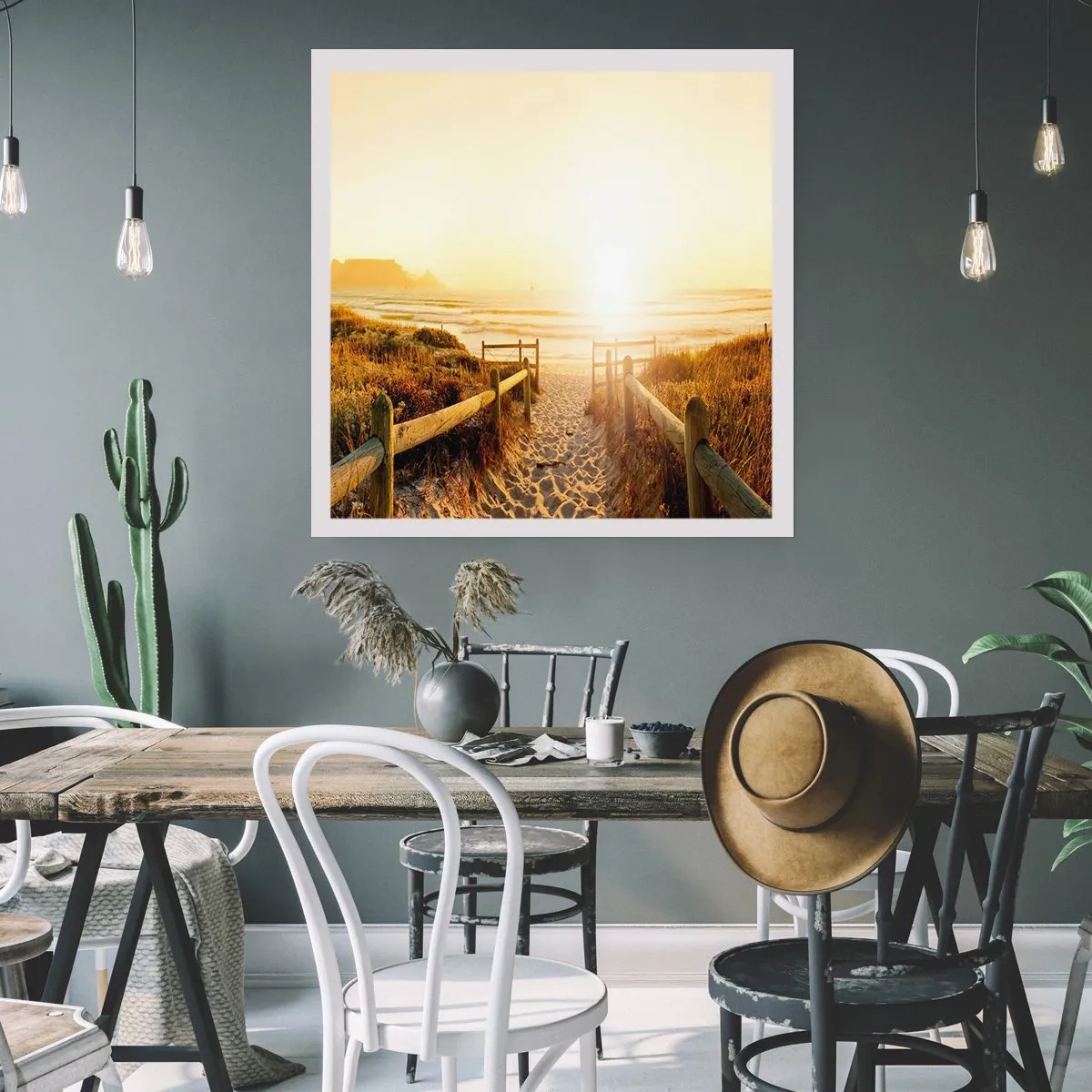 Poster - Over het duin, richting de zon - 40x40 cm