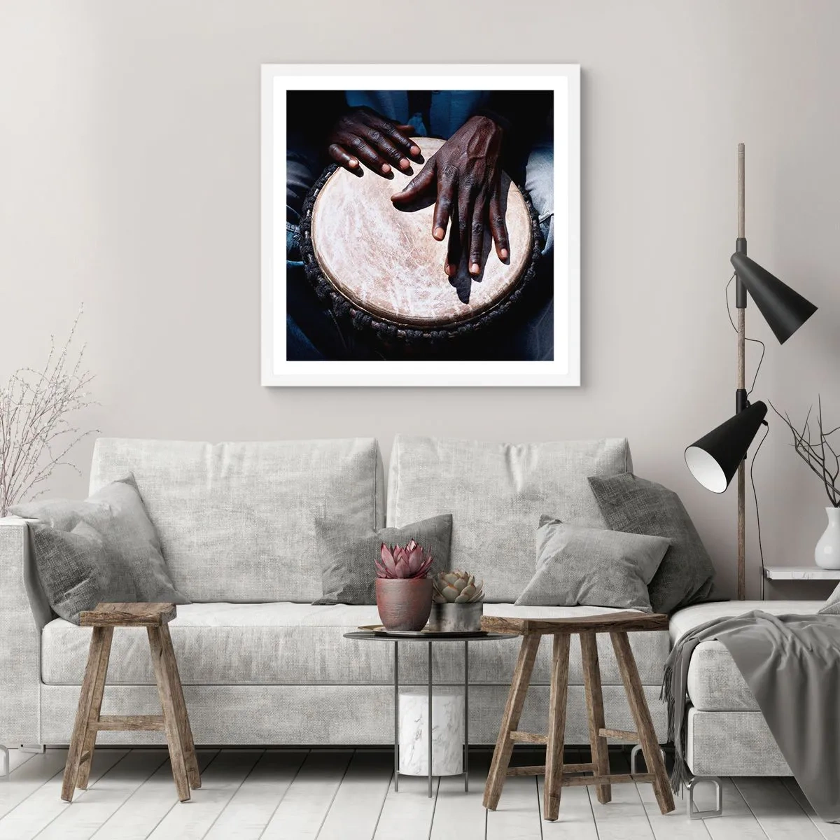 Poster in een witte lijst - Leef in je eigen ritme - 30x30 cm