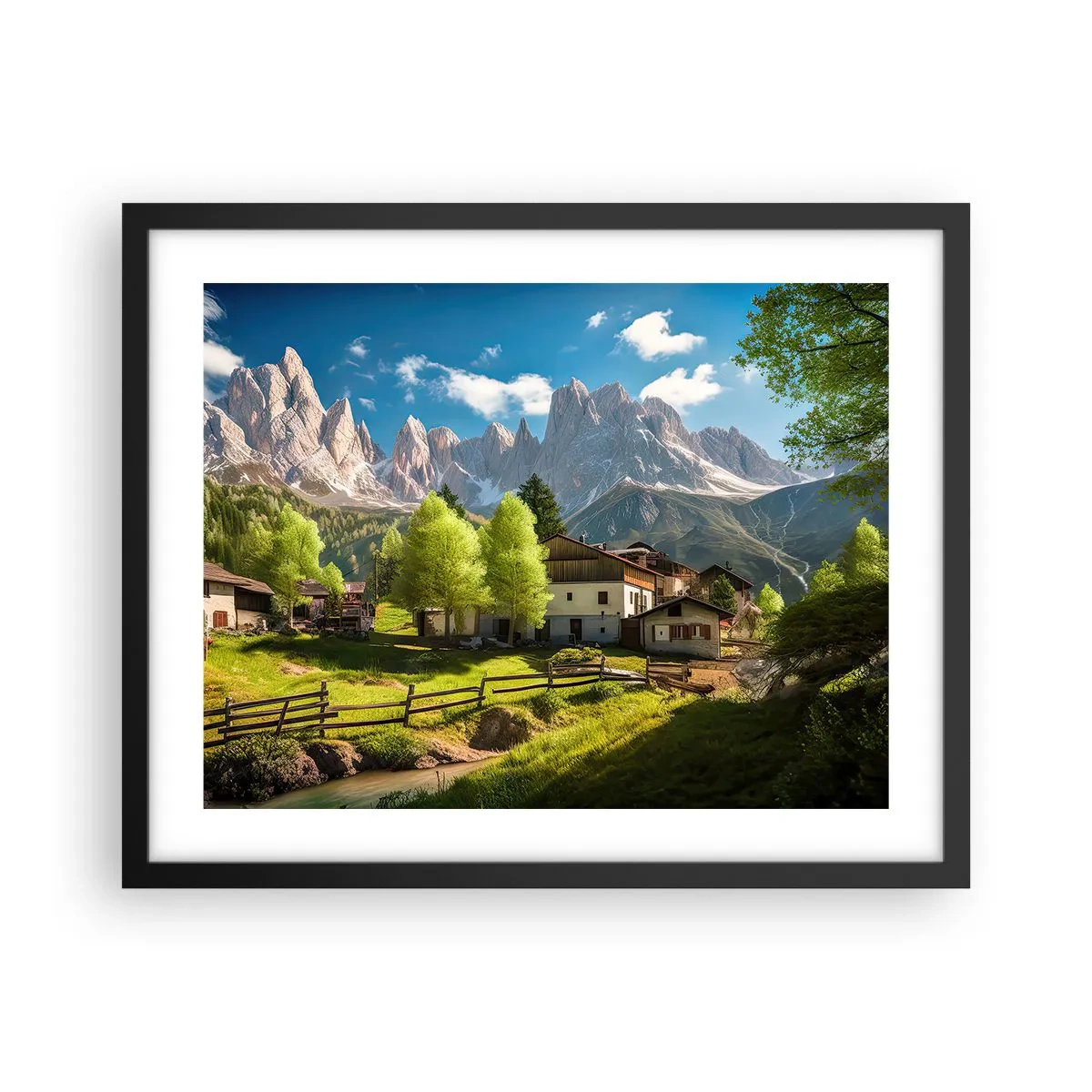 Poster in een zwarte lijst - Alpine idylle - 50x40 cm