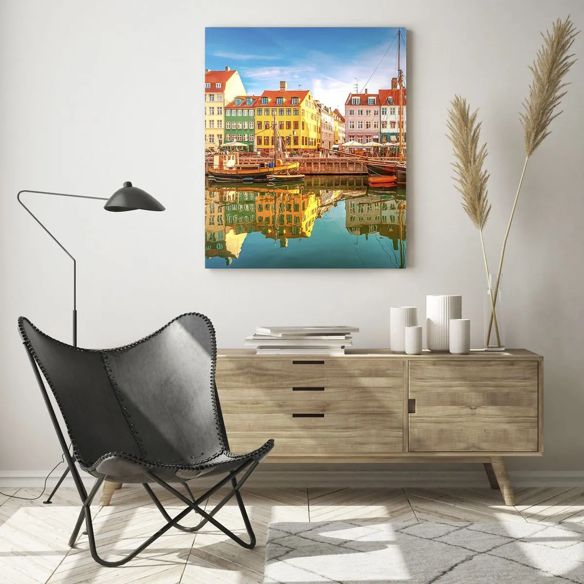 Schilderen op glas - Over het water zo glad als een spiegel - 50x70 cm