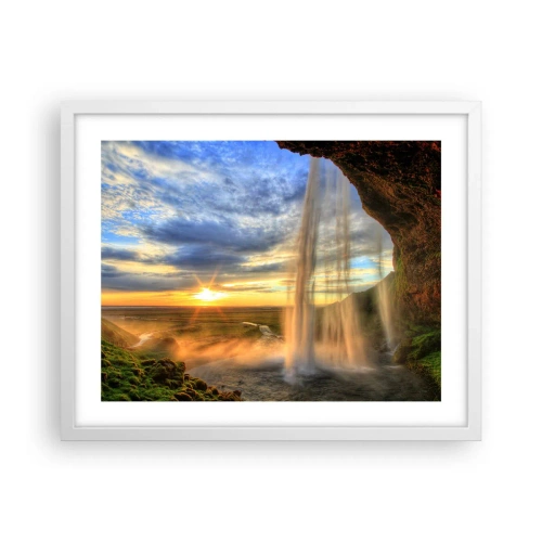 Poster in een witte lijst - De wereld achter een sluier van druppels - 50x40 cm