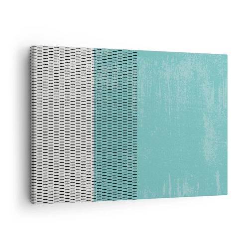 Schilderen op canvas - Geometrische compositie met turquoise en lijnen - 70x50cm - Een uitgebalanceerde compositie - Moderne wanddecoratie voor woonkamer en slaapkamer ARTTOR