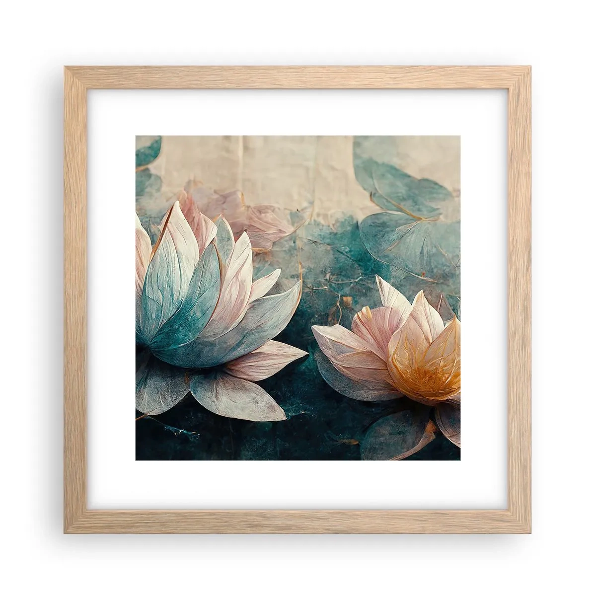 Een poster in een licht eiken lijst - Sterren van het meer - 30x30 cm