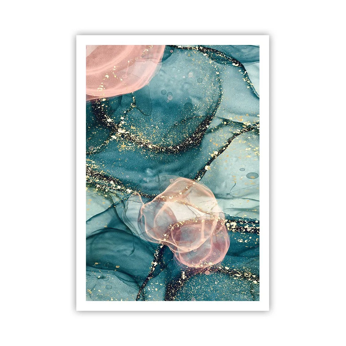 Poster - Zijdeblauw, tule roze - 70x100 cm
