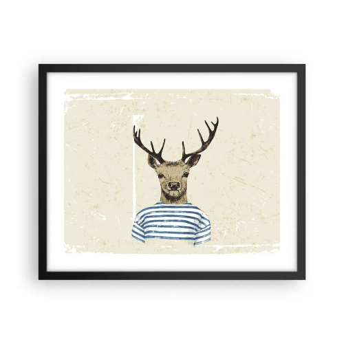 Poster in een zwarte lijst - Omdat ik van gestreepte t-shirts hou! - 50x40 cm