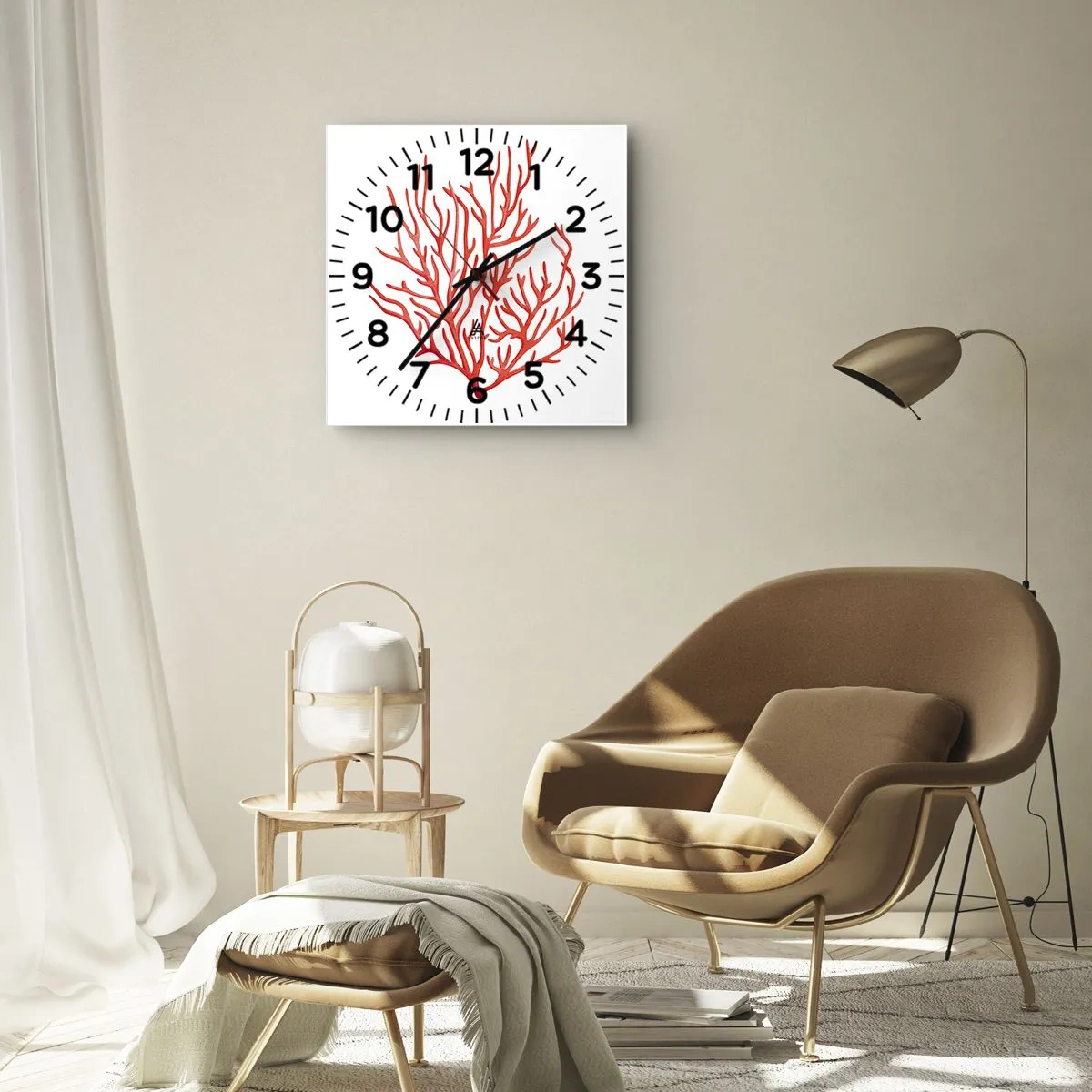 Wandklok - Klok - Koraal filigraan - 40x40 cm