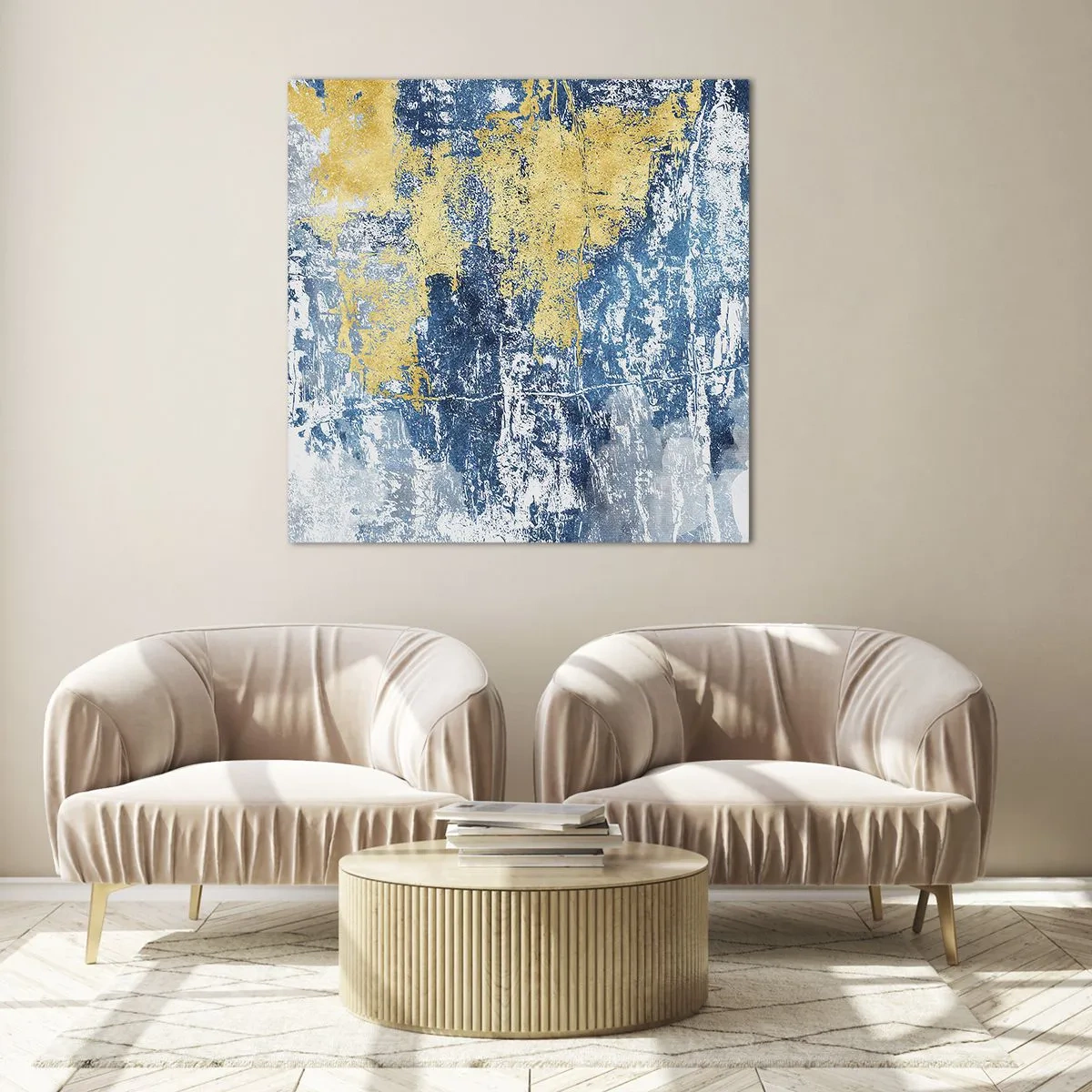 Schilderen op glas - Abstractie vol met weer - 60x60 cm