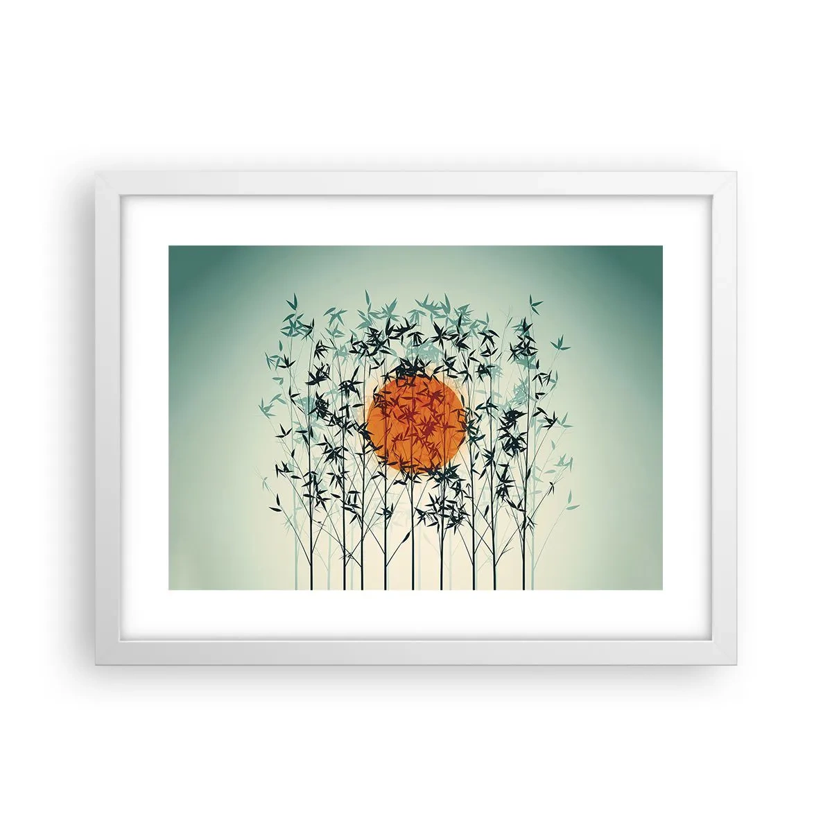 Poster in een witte lijst - Japanse zon - 40x30 cm