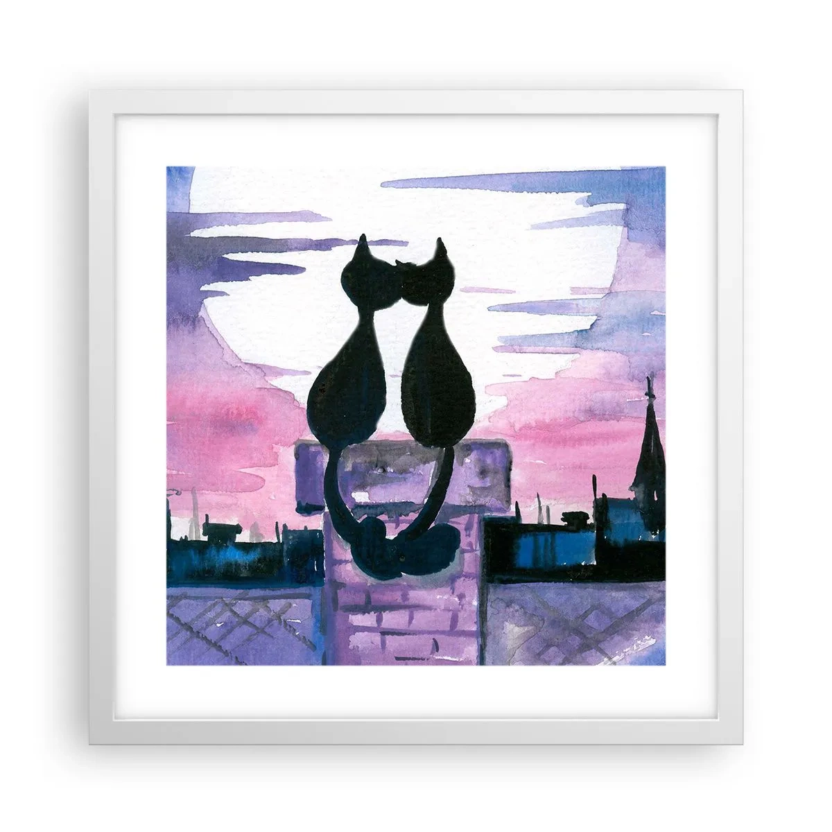 Poster in een witte lijst - Afspraak onder de maan - 40x40 cm