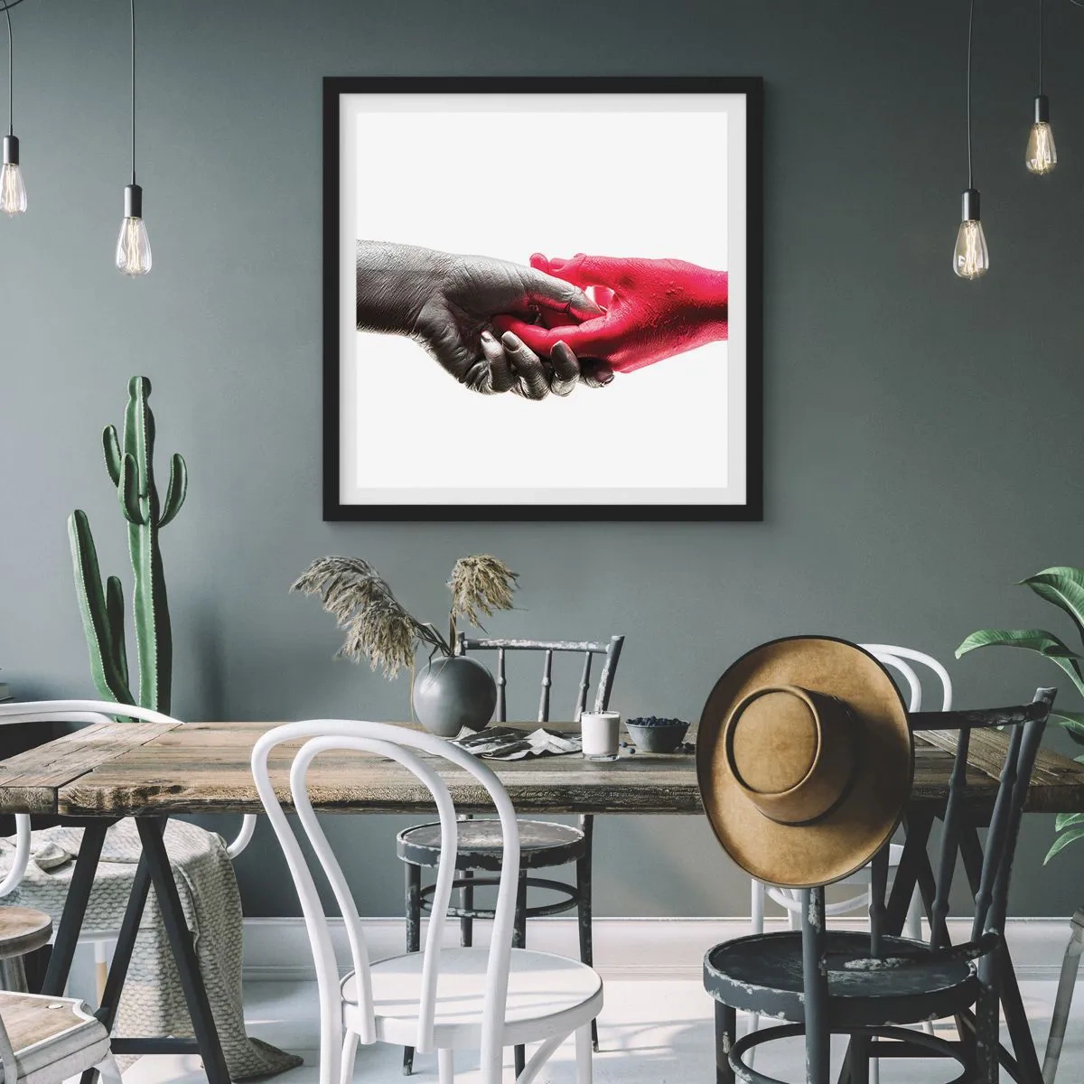 Poster in een zwarte lijst - Samen, hoewel anders - 30x30 cm