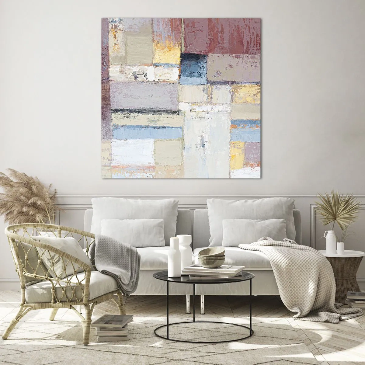 Schilderen op glas - De rust van geometrie - 70x70 cm