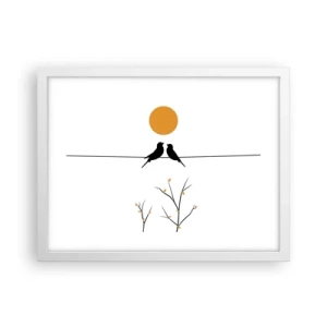 Poster in een witte lijst - Nachtegalen avond - 40x30 cm