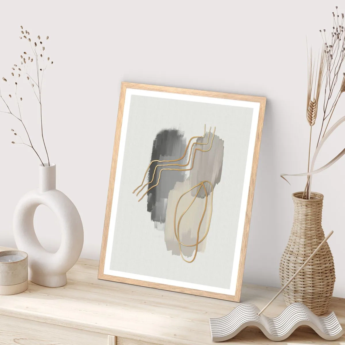 Een poster in een licht eiken lijst - Duur en beweging - 40x50 cm