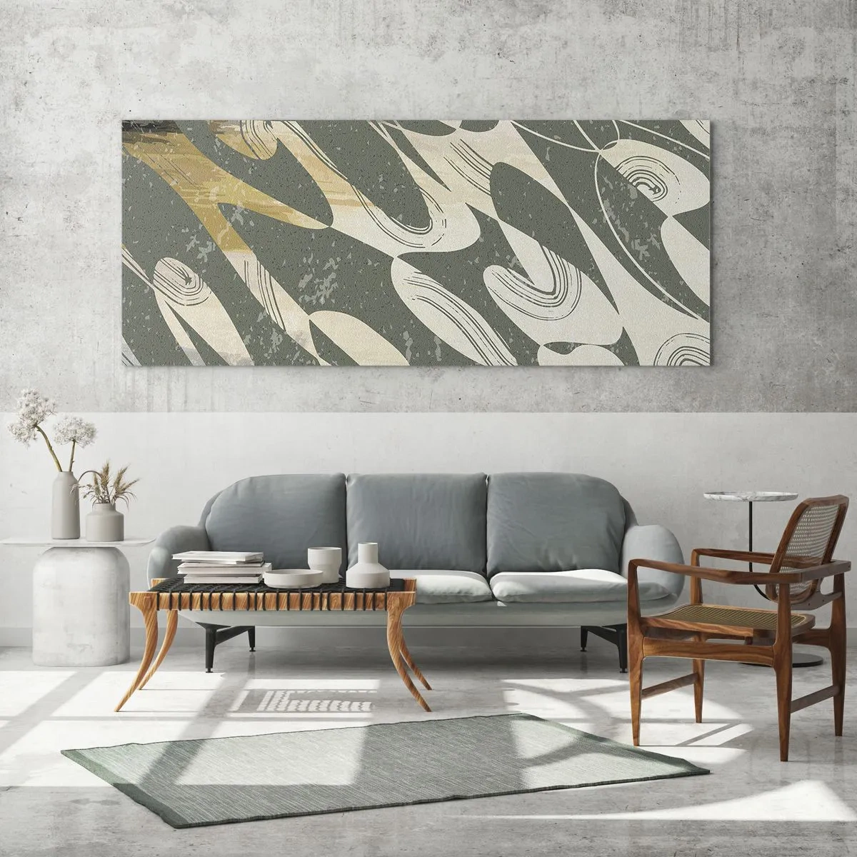 Schilderen op glas - Ritmische abstractie - 160x50 cm