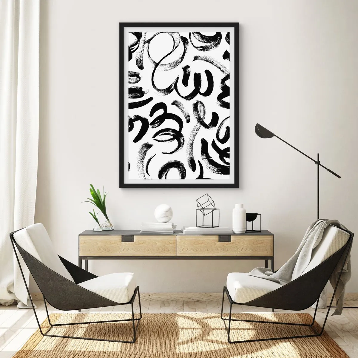 Poster in een zwarte lijst - Zwart op wit - 30x40 cm