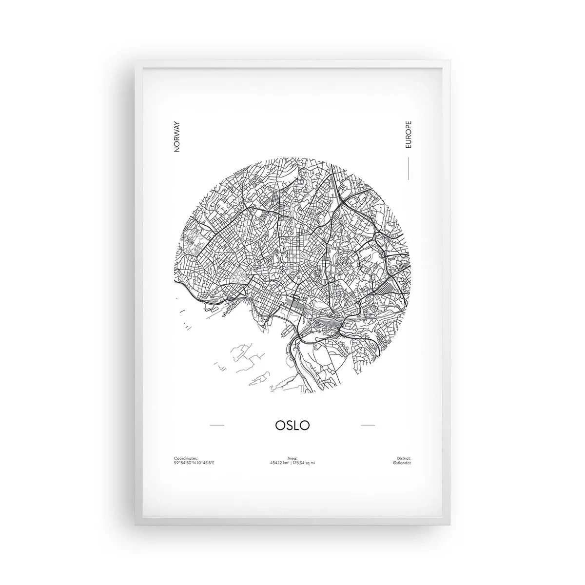 Poster in een witte lijst - Anatomie van Oslo - 61x91 cm