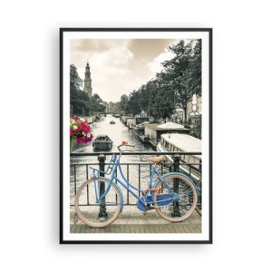 Poster in een zwarte lijst - De kleuren van de Amsterdamse straat - 70x100 cm