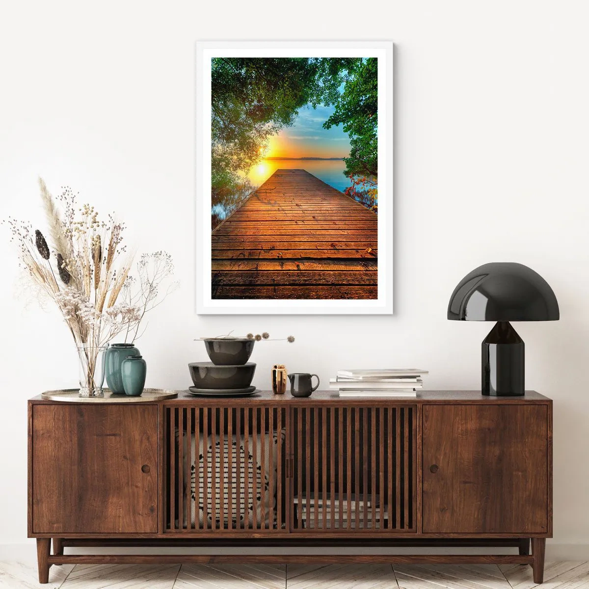 Poster in een witte lijst - Neem de tijd, ga zitten - 70x100 cm