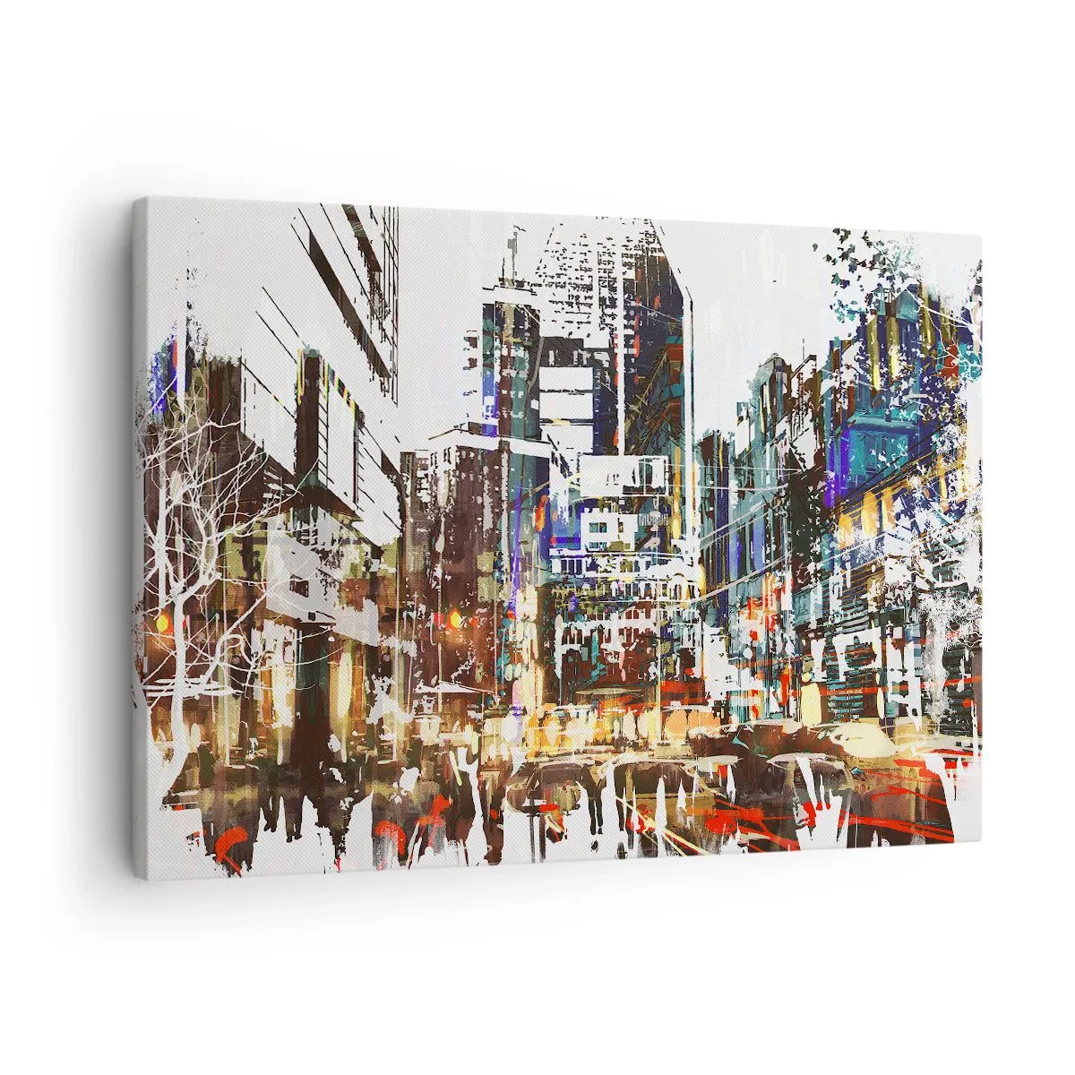 Schilderen op canvas - Een modern stedelijk landschap in artistieke stijl - 70x50cm - Een glinsterende stad - Moderne wanddecoratie voor woonkamer en slaapkamer ARTTOR
