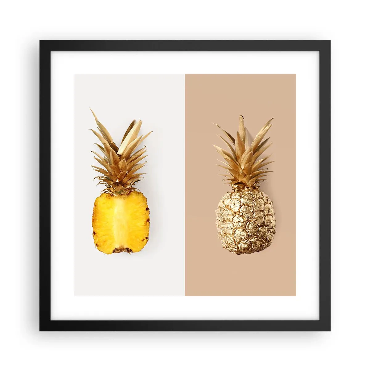Poster in een zwarte lijst - Ananas voor ons - 40x40 cm