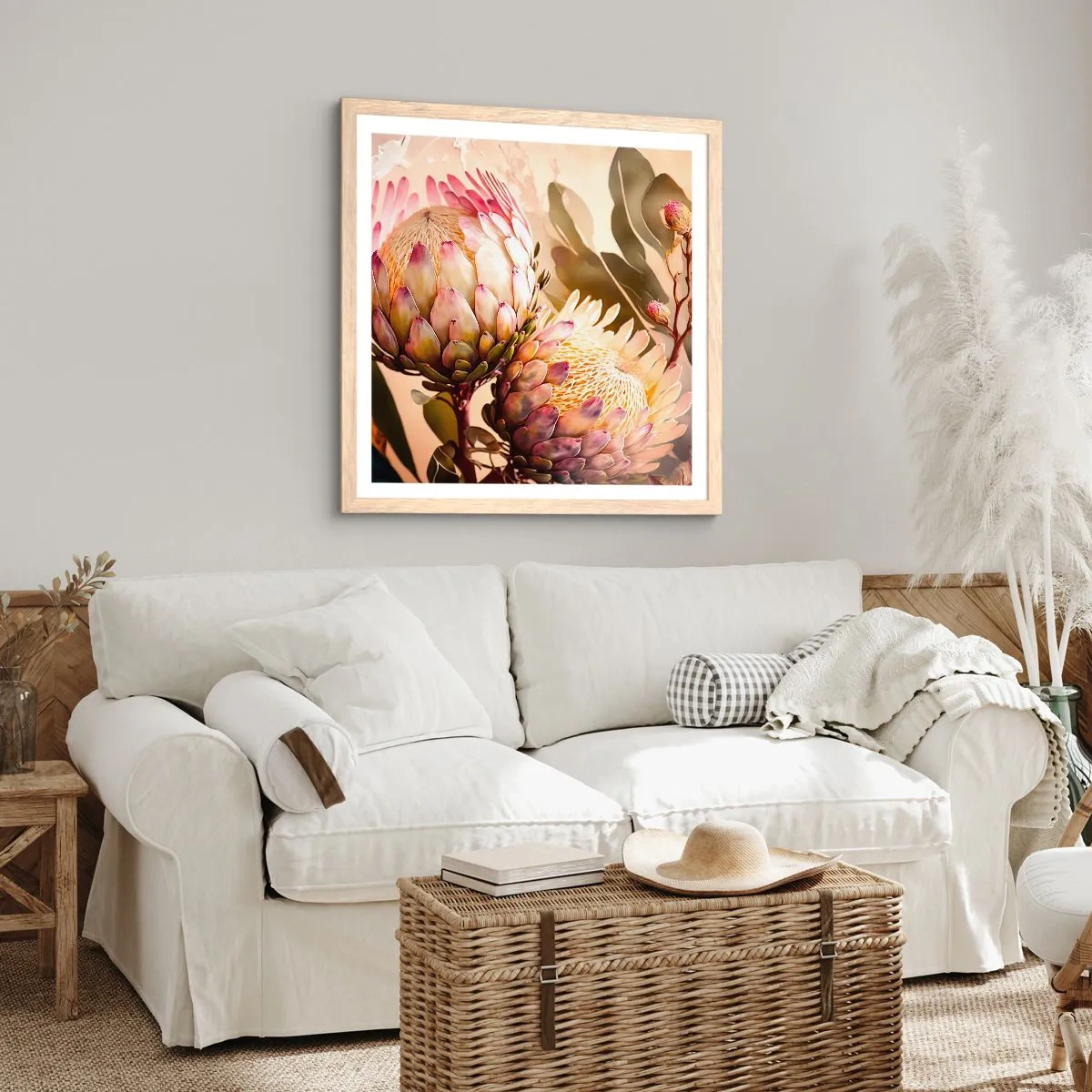 Een poster in een licht eiken lijst - Teeder omarmd - 50x50 cm