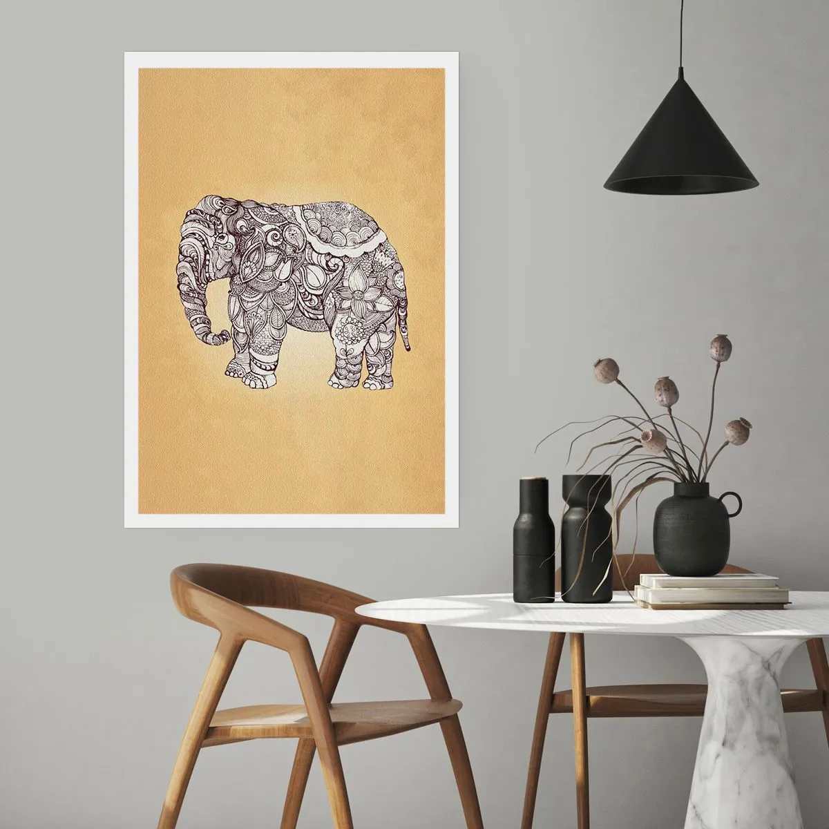 Poster - De olifant heeft zichzelf bedekt - 70x100 cm