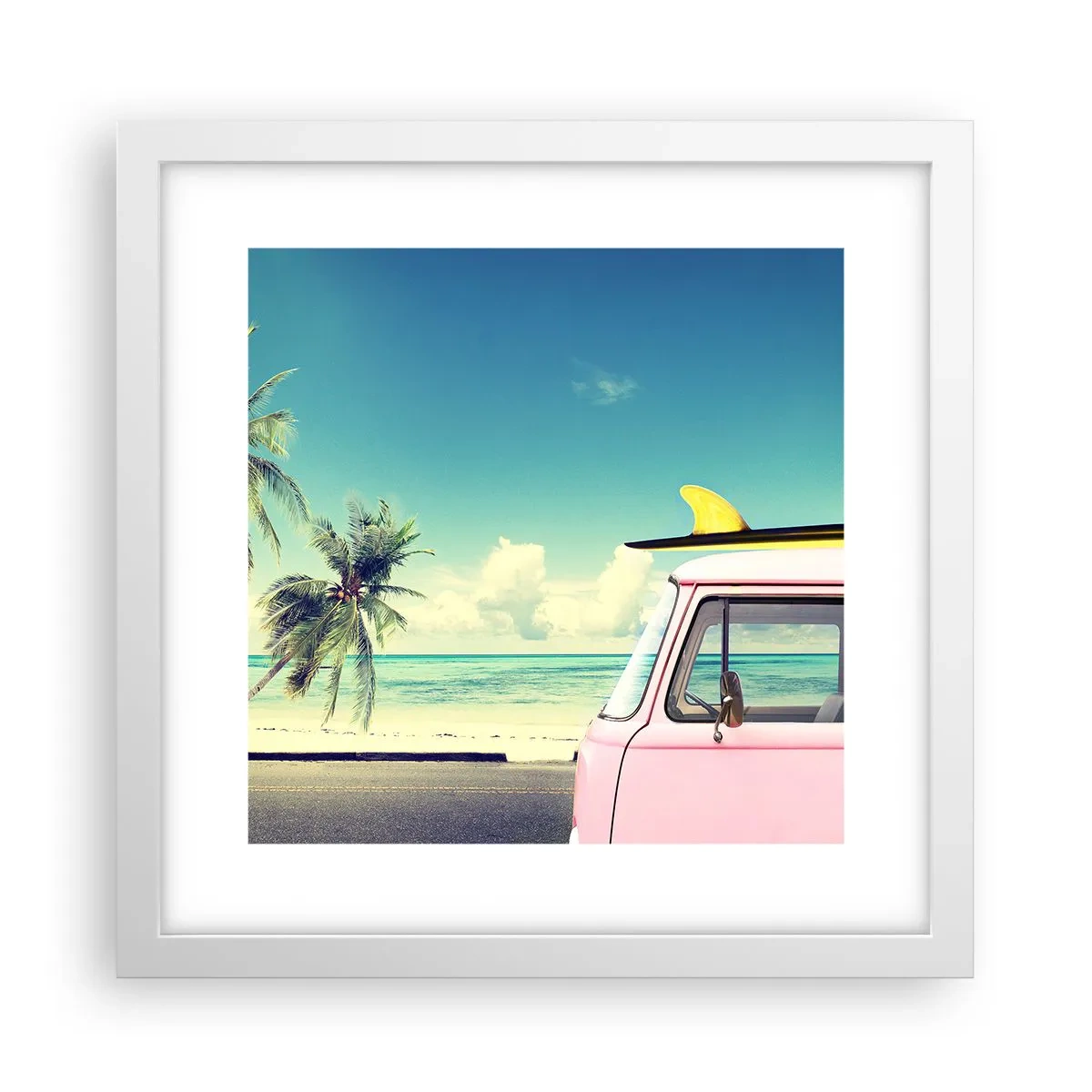 Poster in een witte lijst - Tijd om aan je vakantie te beginnen. - 30x30 cm