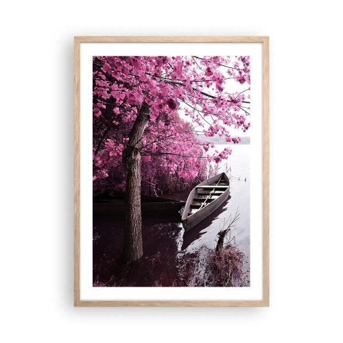Een poster in een licht eiken lijst - In roze stilte - 50x70 cm