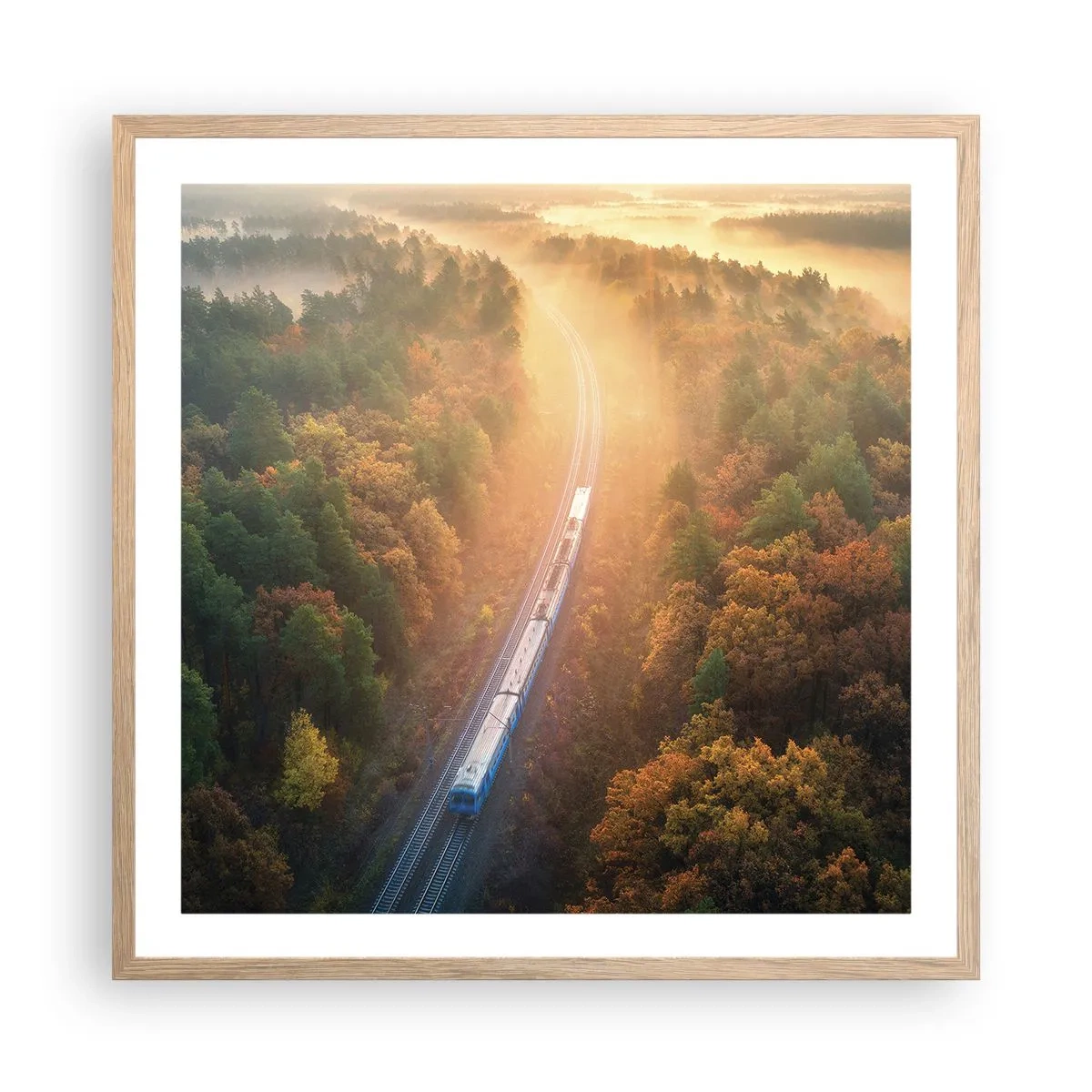Een poster in een licht eiken lijst - Herfst reis - 60x60 cm