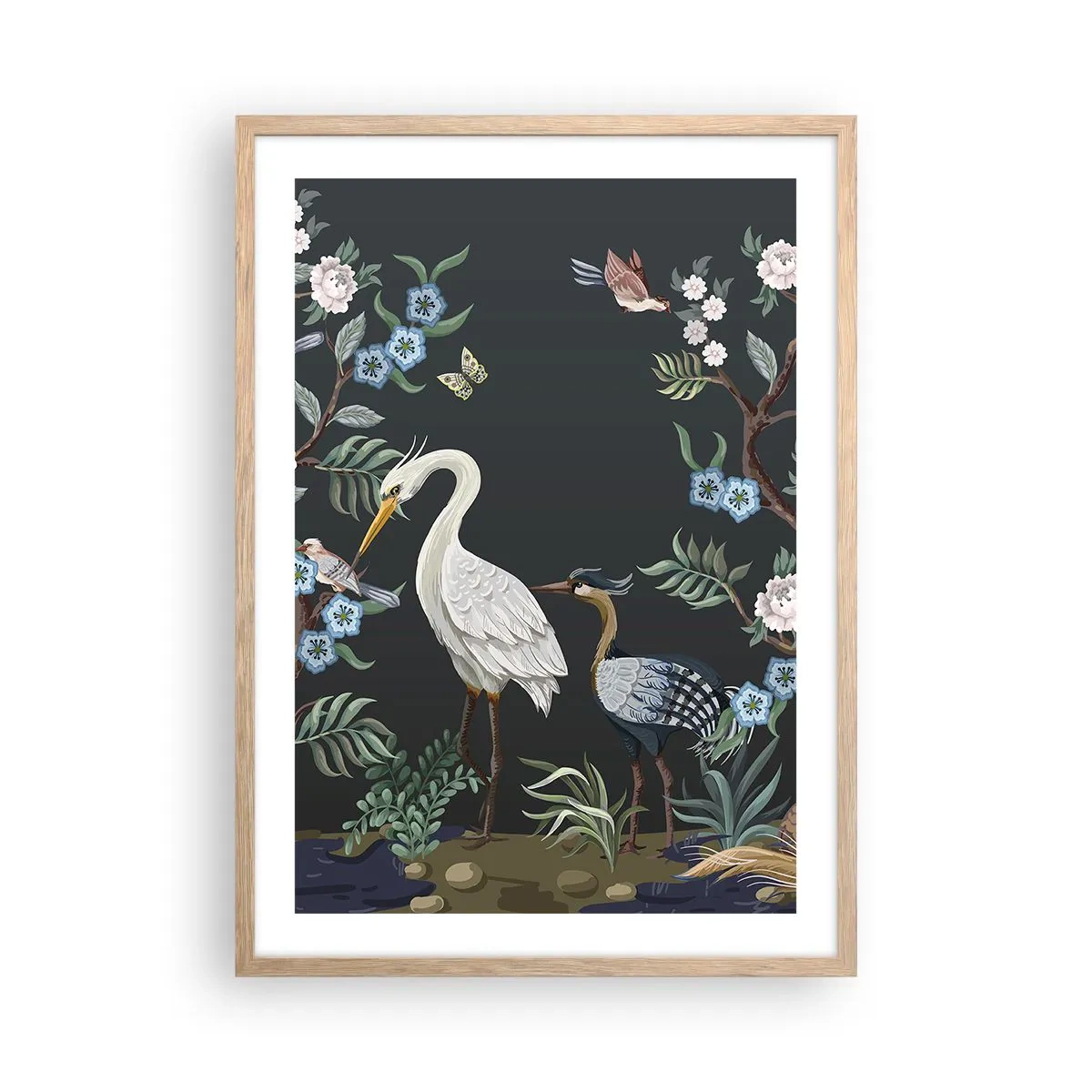 Een poster in een licht eiken lijst - Vogelparade - 50x70 cm
