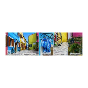 Fotobehang Monster Premium Canvas - Pastel, zoet steegje - Stad, Fietsen, Steeg - 100x30 cm