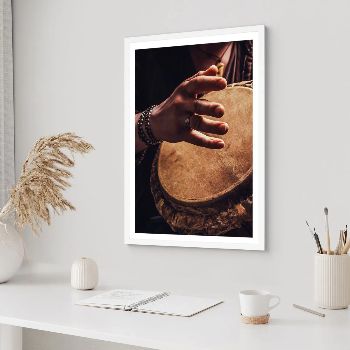 Poster in een witte lijst - Op het ritme van het hart - 50x70 cm