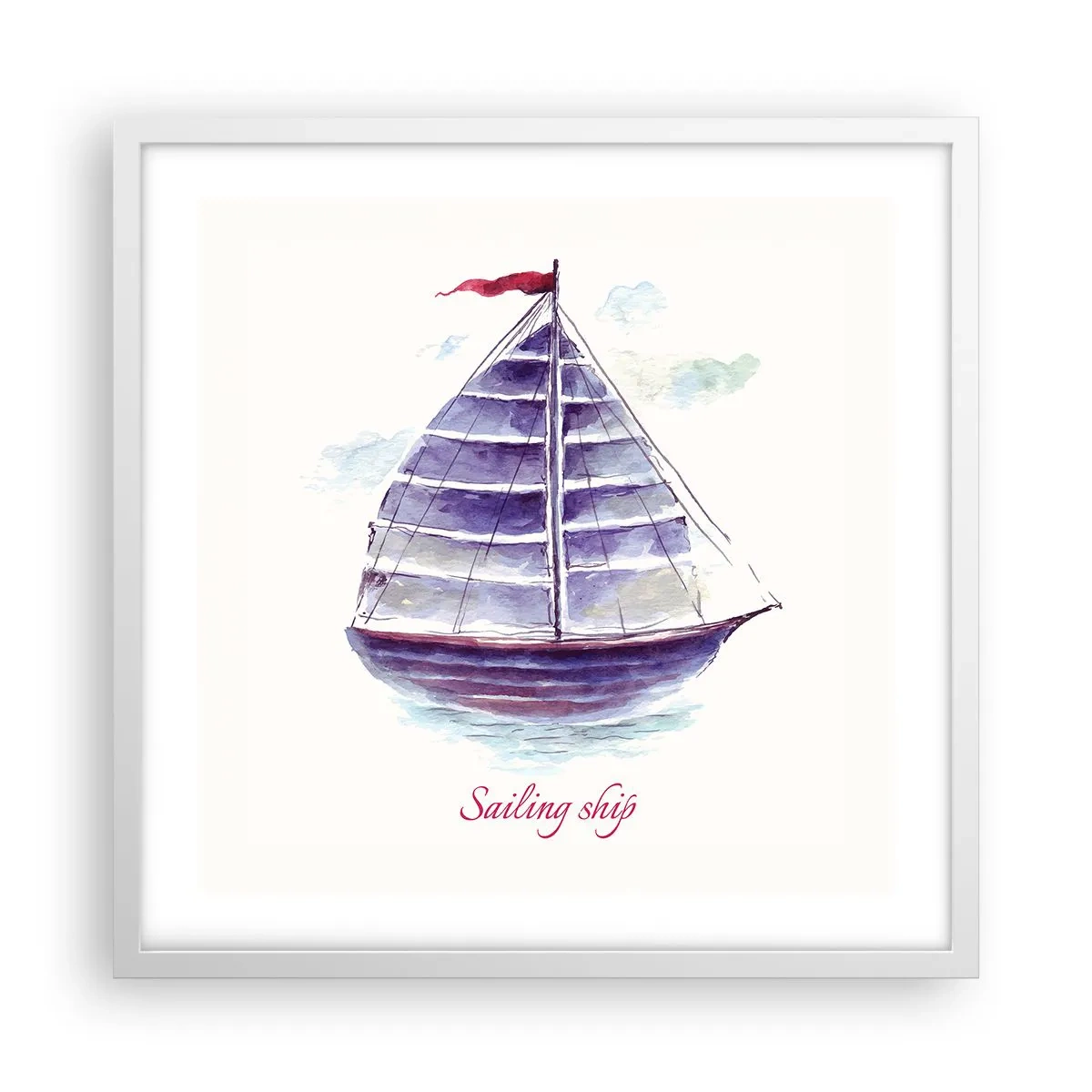 Poster in een witte lijst - Volle zeilen en rustig water - 50x50 cm