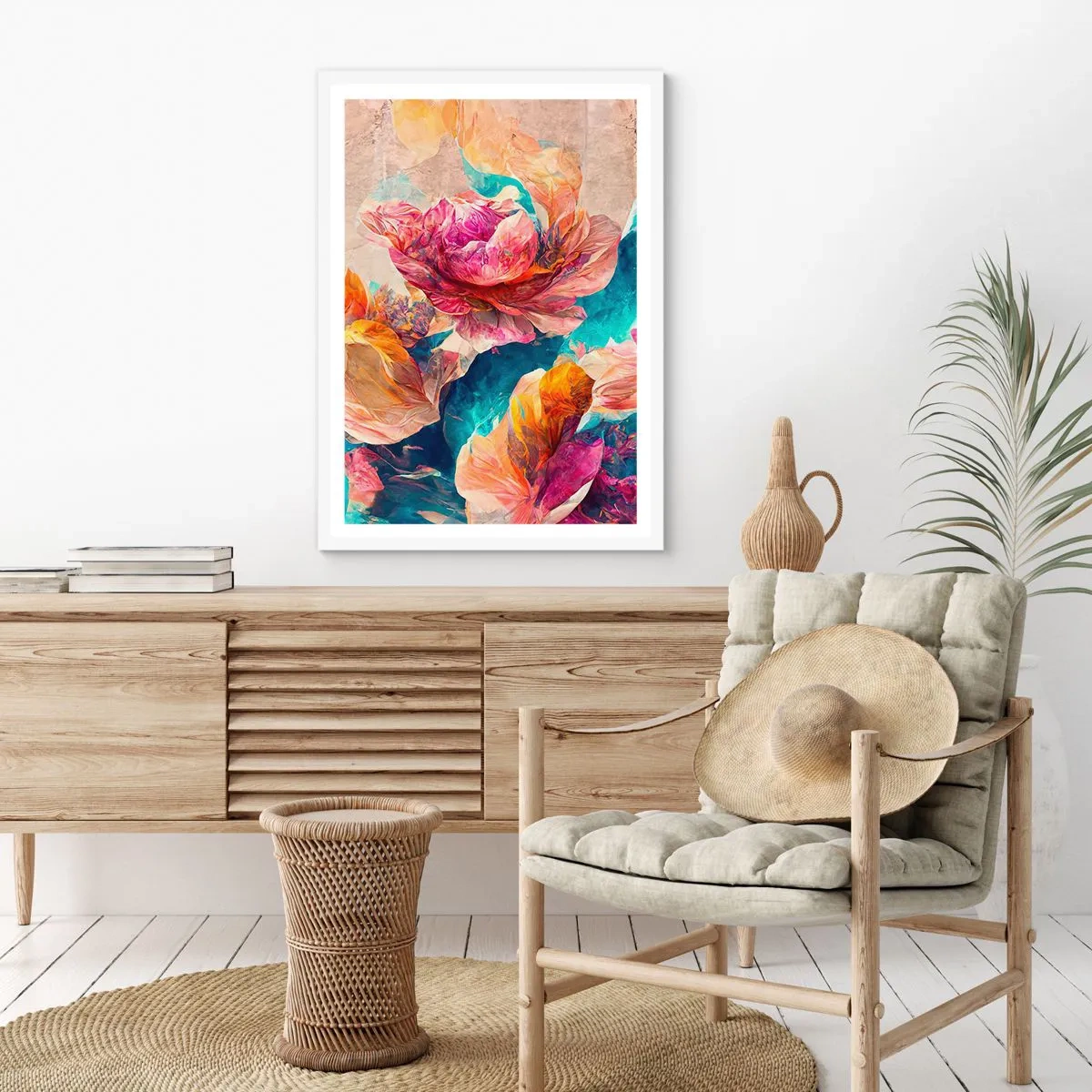 Poster in een witte lijst - Kleurrijke pracht van het boeket - 30x40 cm