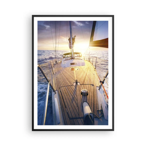 Poster in een zwarte lijst - Lopend op de golven - 70x100 cm