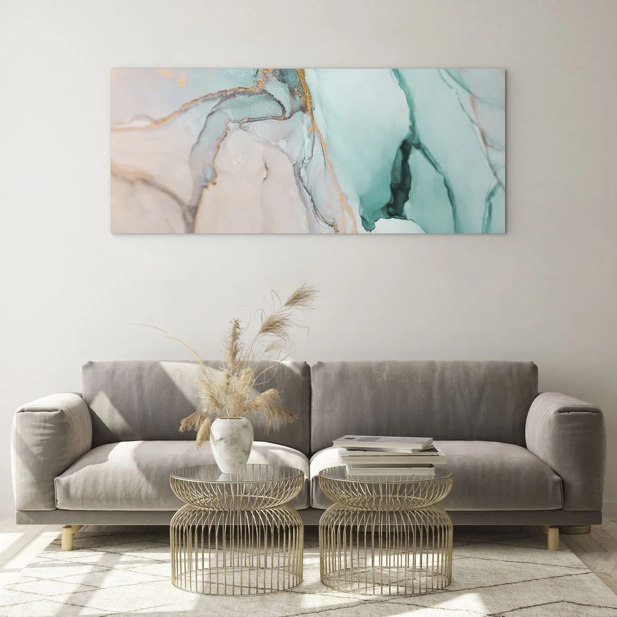 Schilderen op glas - Een dans van vormen en kleuren - 90x30 cm