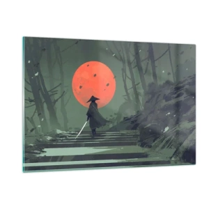 Schilderen op glas - Rode maan krijger - 120x80 cm