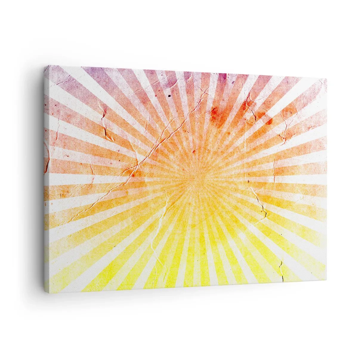 Schilderen op canvas - Zonnestralen in tinten oranje en geel - 70x50cm - Zonsopgangen en zonsondergangen - Moderne wanddecoratie voor woonkamer en slaapkamer ARTTOR